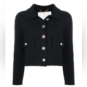 Adam Lippes Knit Cardigan Black Jacket With Buttons